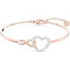 Swarovski Bracciale rigido Swarovski Infinity, Infinito e cuore, Bianco, Mix di finiture