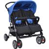 Rantry Mobile Passeggino Gemellare in Acciaio Blu e Nero, Mobili per Interno Esterno Casa Soggiorno