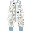 Teechodina Sacco nanna per tutto l'anno con piedi, 100% cotone, 1,5 Tog, con gambe, per bambini, 1,5 tog/zoo, 90 cm, altezza del bambino 100-110 cm