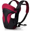 SONARIN Nuova Marsupio Neonati,Sicura e Comoda,rinforzata in posizione ergonomica, portatile traspirante multifunzionale all-season,varietà di posizione, il miglior regalo per bambini(Rosso scuro)