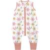 Teechodina Sacco nanna per tutto l'anno con piedi, 100% cotone, 1,5 Tog, con gambe, per bambini, 1,5 tog e fiori, 90 cm, altezza del bambino 100-110 cm