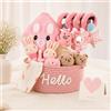 Decostatue Regalo per neonati, 11 pezzi, con asciugamano con cappuccio, sonaglio, giocattolo per passeggino e cestino portaoggetti, regalo perfetto per baby shower