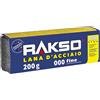 RAKSO Paglietta Acciaio fine 000, 200g, 1 Fascia, levigature intermedie su smalti e gommalacca, eliminare veli di ruggine da superfici in cromo, applicare olio e cera su superfici in legno