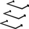 ML DESIGN modern living ML-Design Set di 3 Appendiabiti Porta Asciugamani Attacco a Parete 60x30 cm in Acciaio Nero per Bagno Cucina Soggiorno Balcone Camera da Letto Porta Salviette da Muro Salvaspazio Peso Supportato 50 kg