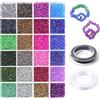 Prettme 7200 perline da 2 mm, per bracciali, 12/0 colori al neon, piccole perle di vetro per fai da te con cavo elastico per collane, orecchini, gioielli e fai da te