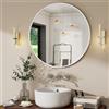BEAUTYPEAK - Specchio rotondo da 50 cm in bianco, specchio da parete anti-rottura con cornice in alluminio, specchio da bagno da appendere e appoggiare, specchio rotondo da parete per camera da letto
