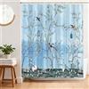BREASOME Tenda Doccia Floreale Antimuffa 180 x 180 cm Motivo di Rami e Uccelli Tenda Vasca da Bagno Tessuto in Poliestere Resistente all'Acqua con 12 Ganci