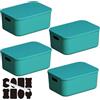 CNKHDZ Set da 4 contenitori con coperchio, contenitori impilabili con coperchio, contenitori in plastica per scaffali, cucina e bagno (Verde, 36.5 * 26 * 15.7cm)