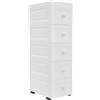 czyuRachel Cassettiera stretta con 5 cassetti, cassettiera camera da letto con ruote, mobile bagno con cassetti, stile semplice, bianco