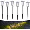 Aourow Set di 6 luci solari da giardino per esterni, colore bianco caldo, luci solari a LED, impermeabili, per esterni, giardino, balcone, terrazza, prato, vialetto, cortile