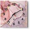 ARTTOR Orologio da Muro in Vetro 40x40 cm Quadrato Astratto Pastello - 4528 | Marmo Astrazione Rosa Moderno Orologio da Parete Decorativo Silenzioso Analogico Decorazione da Parete Arte da Parete ARTTOR