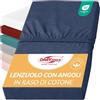 Darymex Lenzuolo con Angoli - 140 x 200 cm - Lenzuolo Elasticizzato in Raso di Cotone - Liscio - Lucido - per Materassi fino a 20 cm - Blu Fiordaliso