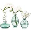 KMERCE Vaso da fiori in vetro verde,piccolo vaso decorativo di design trasparente,decorazione per centrotavola,matrimonio,campo,battesimo,compleanno,regalo festa della mamma,altezza 6 cm,9 cm e 12