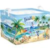 HUUMONSS Grande Cesta Porta Biancheria Spiaggia Tropicale Estiva Palma Pieghevole Cestini Portaoggetti Giocattoli/Vestiti per Adulto Cesta Indumenti Sporchi per Bagno, Surf, 36L