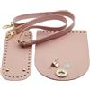 Blausky 1 set di accessori per borsa fai da te, tracolla in PU e fondo borsa in pelle, fondo borsa con fori per uncinetto, accessori in pelle per borsa a maglia, borsa a mano, borsa a tracolla, rosa