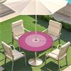 Highdi Tovaglia Antimacchia Rotonda con Foro per Ombrello, Impermeabile 3D Tovaglie da Tavola con Bordo Elastico, per picnic, patio, giardino, ideale per 90cm-110cm