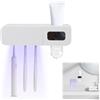 TOWEBOORY Sterilizzatore Portaspazzolino UV, 500mah Portaspazzolino Parete Porta Spazzolino Elettrico con Dispenser di Dentifricio, 3 Slot per Spazzolino, Facile da Installare (Bianco)