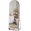 Floordirekt Specchio intero 161 x 52 cm, curvo, telaio in lega di alluminio, vetro temperato, per camera da letto, soggiorno, guardaroba, nero Madison