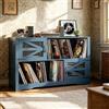 AeasyG MDF Mobile per Dischi con Finitura Noce， Supporto per 500+ Vinili, 2 Prese di Corrente & 2 USB,Anticaduta, Mobiletto Compatto per Soggiorno e Giradischi，Blu
