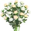 Justoyou, set di 20 rose artificiali, in seta, a doppio colore, con stelo, bouquet realistico, ideale per decorazione della casa, tavolo, ufficio, feste, matrimoni, giardino (champagne e bianco)
