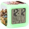 LA HUATE Multi Foto Sveglia Personalizzata 7 Cambiare Colore Night Light Clock Temperatue Data Time Display Sveglia Digitale