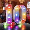 Ledido Lampada con numeri illuminati a LED, 35 colori, numeri 10 | Numeri luminosi a LED con telecomando, dimmerabile, decorazione per feste di compleanno, decorazione per matrimoni
