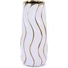 QIANLING Vaso in Ceramica Bianca e Dorata da 24 cm - Vaso Minimalista per Fiori, Vaso Moderno per Pampas, Vaso Decorativo Boho per Decorazione Casa, Tavolo, Mensola, Caminetto, Ingresso
