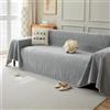 VanderHOME Copridivano in Ciniglia,Copri Divano 3 Posti,Telo Copridivano Universale，Copridivano Multifunzionale, Utilizzabile Come Coperta da Divano, Lenzuolo 230 * 340cm-Grigio scuro