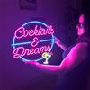 DEKADRON Cocktails and Dreams Neon Metal Wall Art, Neon Wall Sign , Neon Wall Decor, Led Room Decor, Home Bar Neon Sign, Party Neon Light, Pub Bar Led Sign, Cocktail Bar Sign, Insegna Bar Cocktail (senza