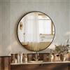 BEAUTYPEAK - Specchio rotondo da 46 cm, specchio da parete indistruttibile con cornice in alluminio, specchio da bagno da appendere e appoggiare, specchio rotondo da parete per camera da letto, bagno