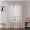 Joydeco Tende per Interni in Voile con Fettuccia 2 Pezzi L 140 X A 245 CM, Tenda Semitrasparenti Ideali per Camera da Letto e Soggiorno Finestra Moderne, Lino