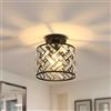 Pheashine Plafoniera in Cristallo E27 Con Paralume Nero | Lampadario Moderno Per Cucina, Corridoio, Sala da Pranzo, Camera da Letto, Lampadina non inclusa