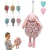 Gienslru Cute Rabbit Chenille Hand Towels with Hanging Loop, Super Absorbent Fuzzy Ball Towel for Bathroom & Kitchen, Quick Dry Soft Microfibre Washcloths for Kids and Family (Pink)