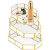 Mulaibdin 3 Pezzi Vassoio Specchio Oro, Vassoio Decorativo Metallico, Vassoio Bagno Portaoggetti, Porta Profumi Organizer Vassoio, Vassoio Moderno per Cassettiera,Camera da Letto,Tavolino da Toilette