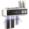 Uanqfegy Portaspazzolino Intelligente da Parete con Dispenser Automatico di dentifricio UV, Organizer per spazzolini elettrici con Funzione di Asciugatura, Bianco