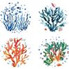 GORGECRAFT 4 Stili Adesivi per Finestre sotto Il Mare 16cm Corallo Sottomarino Alghe Pesci Decorativi Estate Spiaggia Oceano Piante Finestra Decalcomania Rimovibile Allarme Anticollisione Adesivo