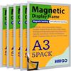 VAIIGO Cornice Magnetica A3 Autoadesiva 5 Pezzi,Cornice per Poster,Argento | Cornice Informativa con Chiusura Magnetica, PVC Trasparente, Cambio Rapido, Documenti, Poster, Foto, Menu, Avvisi, Ufficio
