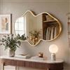 Fahomiss Specchio Da Parete Ondulato, Specchio Irregolare con Cornice In Metallo per Bagno, Camera Da Letto & Ingresso, Specchio Decorativo Asimmetrico con Vetro Temperato