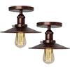 HTRUIYATY 2 Pezzi Plafoniera Ombrello Vintage E27 Industriale Retro Metal Paralume Lampada Soffitto Barn Light (Ruggine 22 cm)