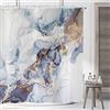 ASDCXZ Tenda da doccia in marmo, 165 x 180 cm, moderna, astratta, blu, oro, bianco, effetto marmo, texture, bagno, lavabile, in poliestere, impermeabile, per vasca da bagno con 12 ganci