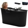 Hello Bath HelloBath® - Bath Bucket XL (Comfort) - 122 cm - Vasca da bagno per adulti - Bagno di ghiaccio - Tubo di scarico estensibile fino a 3 m - Extra: mensola, rubinetto e copertura protettiva - Nero
