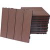 rivestiiltuogarage Piastrelle da Esterno ad Incastro WPC per Pavimentazione drenante Terrazzo, Balcone, Giardino,piscina, effetto legno antiscivolo base in PVC (MARRONE, 11 PZ)