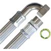 H2O-Flex Tubo corazzato 3/4 AG x 3/4 ÜM con arco, tubo flessibile DN19 con rivestimento in acciaio inox, lunghezza 150 cm, prodotto in Germania
