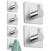 LYCXAMES Ganci Adesivi, Ganci Portasciugamani in Acciaio Inox, Gancio Appendiabiti da Parete Autoadesivo per Cucina, Bagno, Armadio, Camera e Oufficio, 6 Pezzi (Argento)