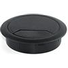 Emuca 3196417 Confezione da 4 Passacavi Rotondi Diametro 80 mm per Incastrare in Scrivania/Tavolo in Plastica Nera
