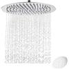 LZDGCC Soffione doccia a pioggia da 12 pollici, in acciaio inox 304, soffione doccia a pioggia, 30 cm, soffione doccia a pioggia con circa 160 ugelli in silicone, soffione rotondo ad alta pressione, 360°