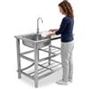 Avilia - Lavello Multifunzione in Acciaio Inox Professionale con Fontana - Lavandino da Esterno e Interno Reversibile - Dimensioni 75x40x80 cm con Doppia Mensola, Rubinetto e Kit Scarico Completo