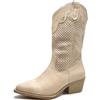 Toocool Stivali Donna Estivi Western Texani Camperos Scarpe Traforati 6Y220 [BEIGE, 39]