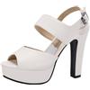 Onewus Sandali eleganti da donna con tacchi alti e sandali con plateau peep-toe spessi, bianco, 37 EU