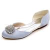 DANOBAB Scarpe da Sposa da Donna Strass Pizzo Raso da Donna Balletto Piatto Damigella d'Onore Slip on Décolleté Punta Chiusa/Avorio